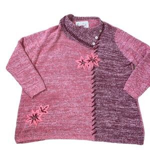 Joe Browns sweater Cosy Boucle knit boxy fit embroidered heavy weight SZ 24